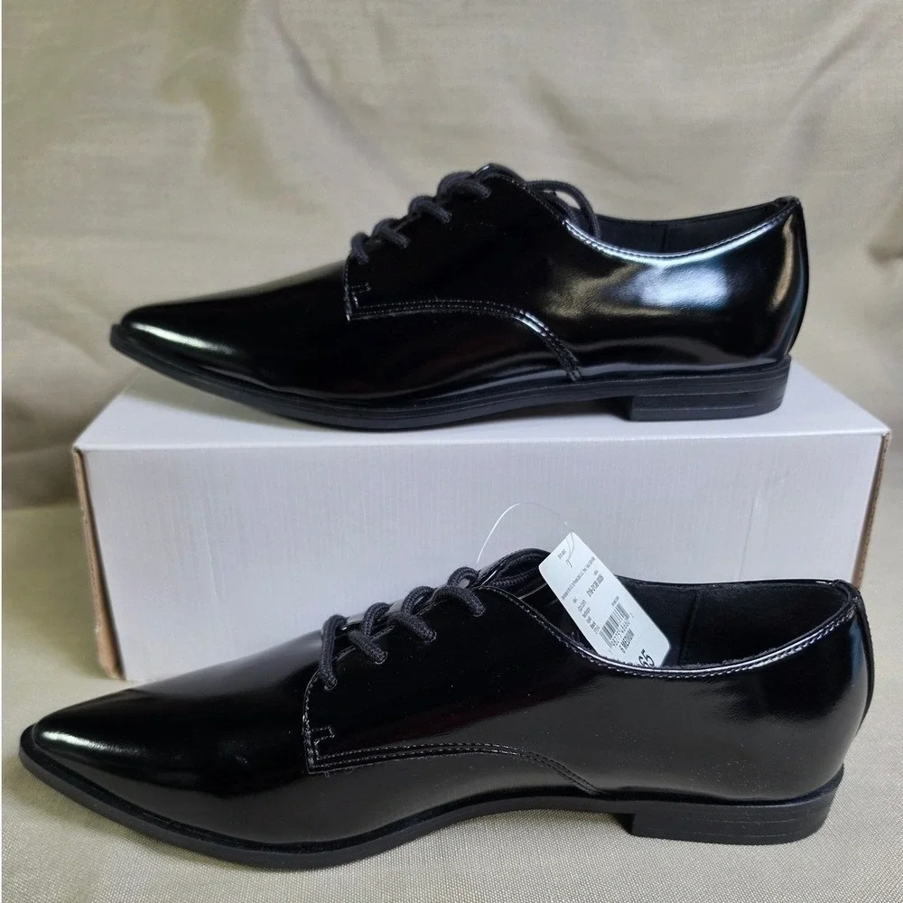 Worthington Mens Ingalls Black Memory Foam Lace Up Pointed Toe Shoes, 6M, NWOB